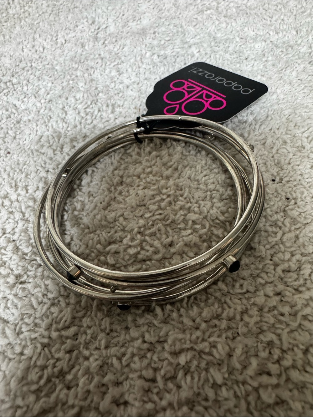 Paparazzi Silver-Tone Multi Bangle Bracelet Set with Green Accents